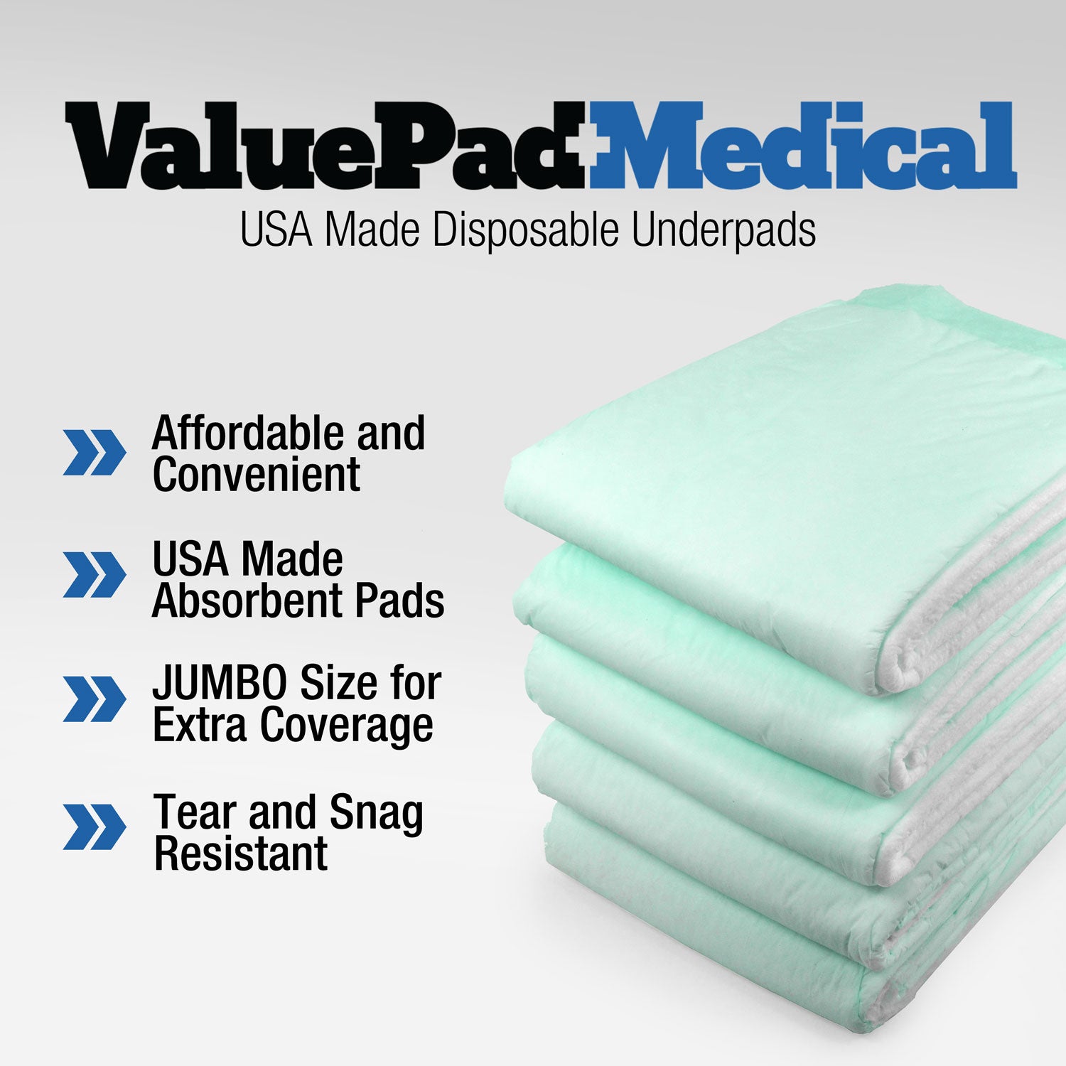 ValuePad USA Disposable Underpads for Incontinence, Bedwetting and Pets, Large 30"x30", 5400 ct WHOLESALE PACK
